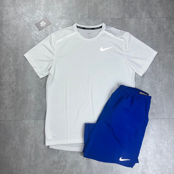 Nike Miler 1.0 & Challenger Shorts Set 'White/Royal Blue'