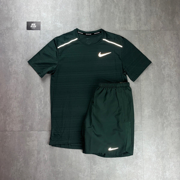 Nike Miler 1.0 T-Shirt & Challenger Shorts Set 'Vintage Green'